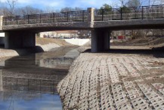 ArmorFlex protecting a river bank from erosion. 