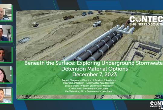 Screenshot of Beneath the Surface: Exploring Underground Stormwater Detention Material Options Webinar
