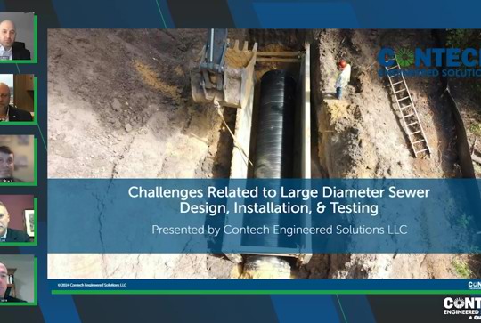 Screenshot of Challenges Related to Large Diameter Sewer Design, Installation, & Testing Webinar
